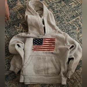 Ralph Lauren Kids Gray Hoodie with American Flag